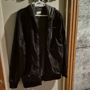 O'Neill Black and Gray Windbreaker Jacket, Mens Medium